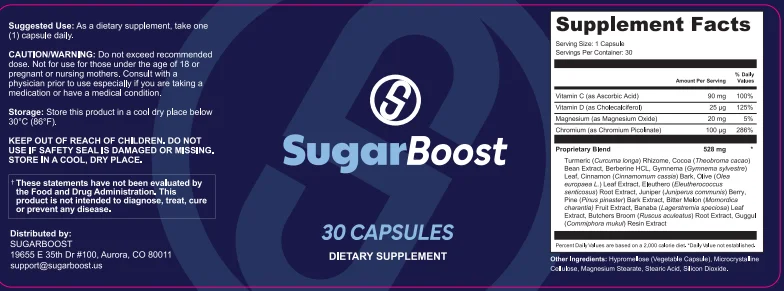 SugarBoost Product Label